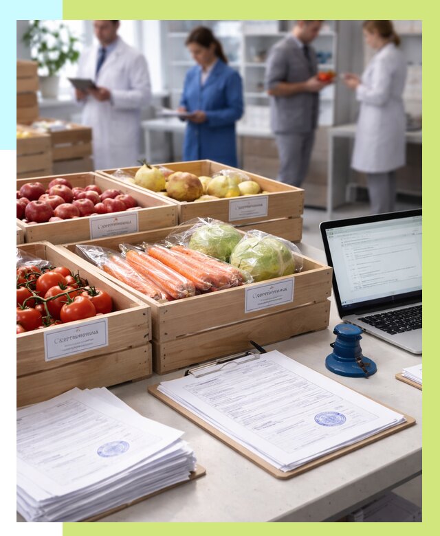 Сертификация овощей и фруктов в Феодосии от 8634 р. | Алешин-Фдс
