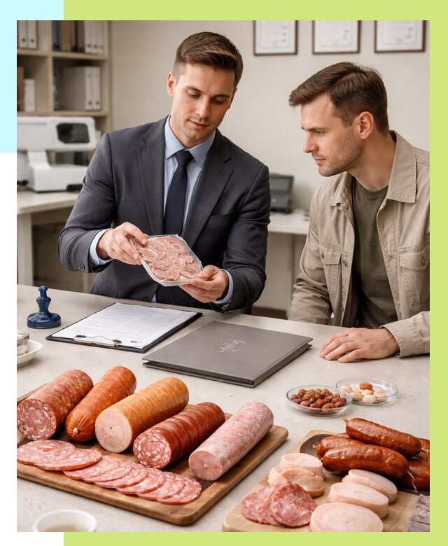 Сертификация колбасных изделий в Феодосии от 7619 р. | Алешин-Фдс