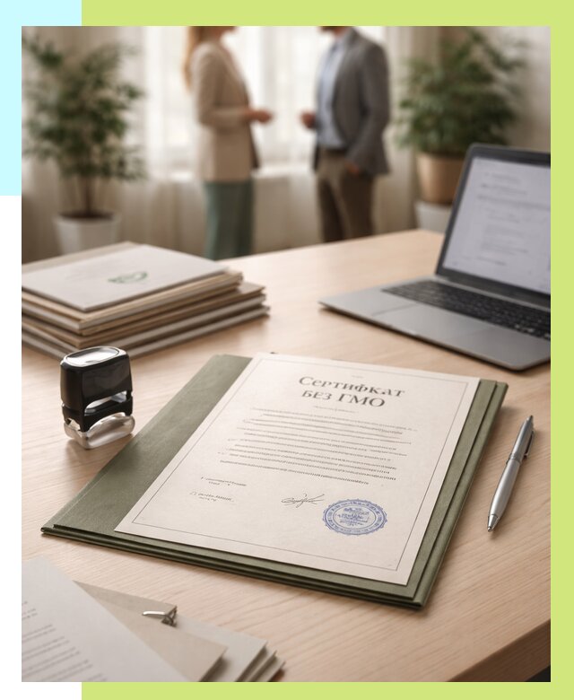 Сертификат без ГМО в Феодосии от 7619 р. оформить срочно Алешин-Фдс